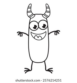 Funny stick  figure monster vector cartoon illustration