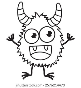 Funny stick  figure monster vector cartoon illustration