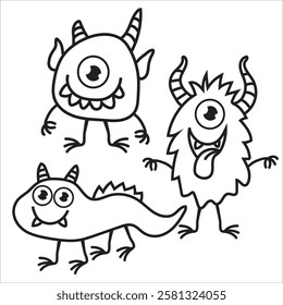 Funny stick  figure monster vector cartoon illustration
