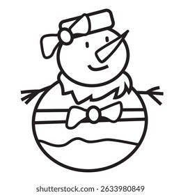 Funny stick  figure snowman vector cartoon illustration