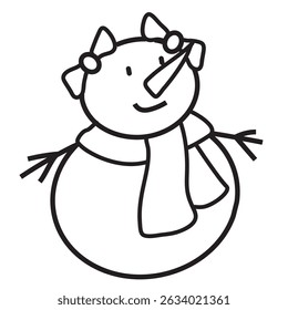 Funny stick  figure snowman vector cartoon illustration
