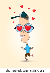 Funny Sticker Boy, Illustration Vector