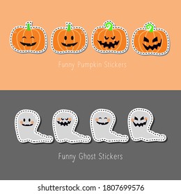 Cinta divertida de una calabaza de halloween y fantasma. Imagen para decorar.