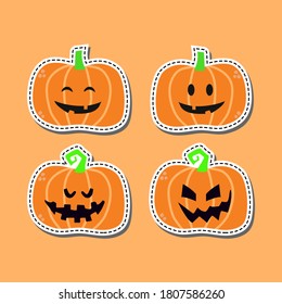 Funny sticker of a halloween pumpkin. Image to decorate.