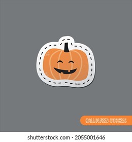 Funny sticker of a halloween pumpkin. Image to decorate.