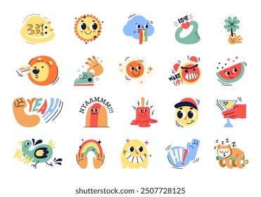 Funny Sticker Hand Drawn Element Set