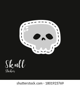 Funny sticker of a skull. Vector image to decorate.