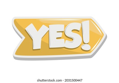 funny sticker with yes text icon isolated