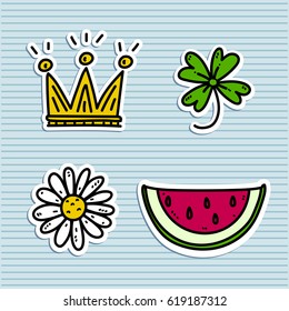 Funny stickers set with chamomile