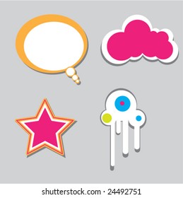 Funny stickers set on gray background