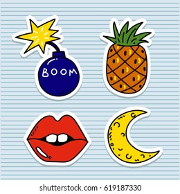 Funny stickers set with pineapple
