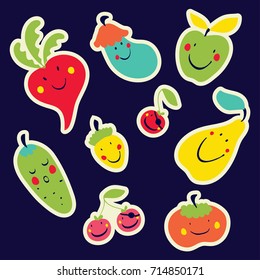 Funny stickers with vegetables. Children's set.