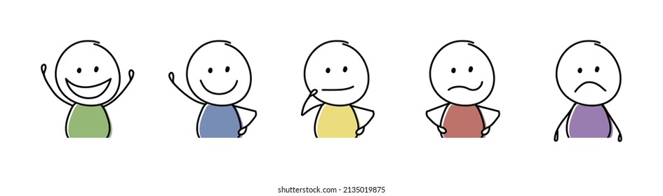 Funny Stickman. Cartoon Character Showing Emotions And Gestures. Vector