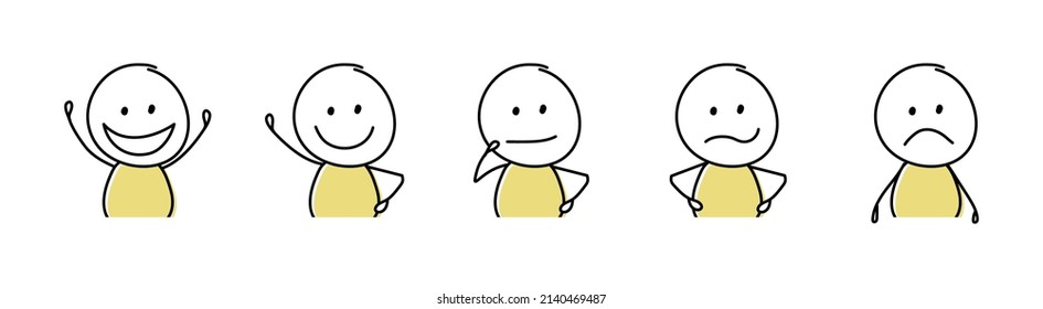 Funny stickman. Gestures and emotions concept. Vector