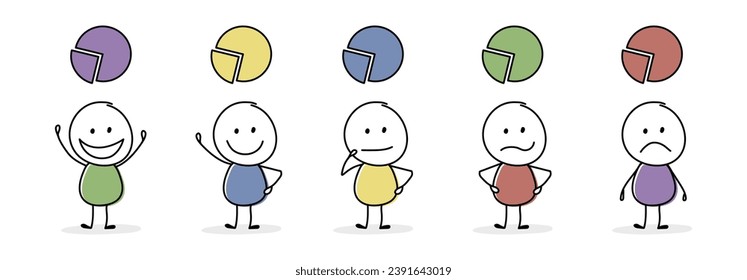 Curioso pegatino con símbolo gráfico. Juego de iconos. Vector
