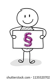 Funny stickman with section mark (paragraph) icon. Vector.