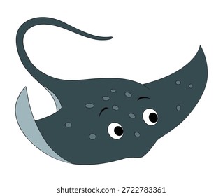 Funny stingray fish on white background