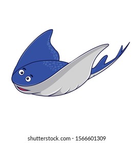 funny stingray vector image swimming