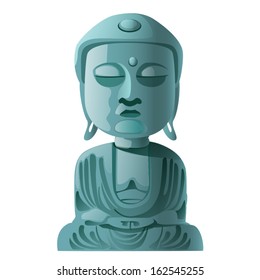 funny stone statue of Buddha on a white background