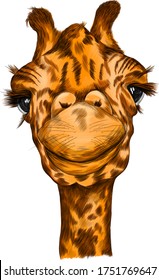 funny stoned giraffe comedian vector illustration color print