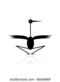 Funny stork black silhouette for your design