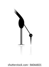 Funny stork black silhouette for your design