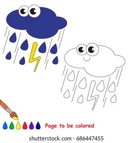 Funny Storm Weather to be colored, the coloring book for preschool kids with easy educational gaming level.