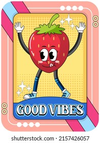 Funny strawberry cartoon character illustration