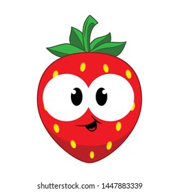 Funny Strawberry in cartoon style. Concept Fruits and vegetables. Summer.