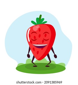 Funny strawberry character. Vector illustration in cartoon style for children.