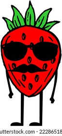 funny strawberry vector illustration design