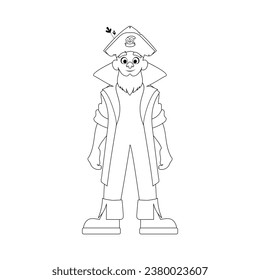 Un hombre pirata gracioso y estricto. Un tipo disfrazado de pirata. Estilo de color