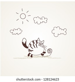 Funny striped cat