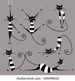 Funny striped cats, collection for your design