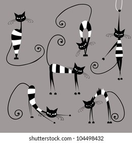 Funny striped cats, collection for your design