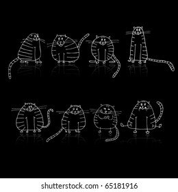 Funny striped cats silhouette for your design