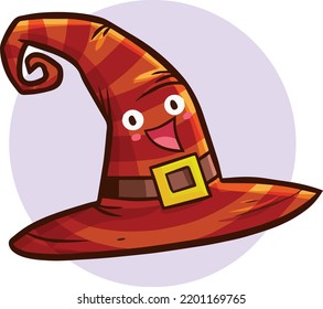 Funny stripes brown witch hat cartoon character