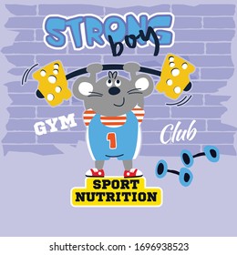 funny strong mouse in gymnastic animal cartoon vector
