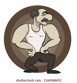 Funny strongman doing a show off illustration in vector