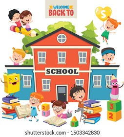 Funny Students and School Building