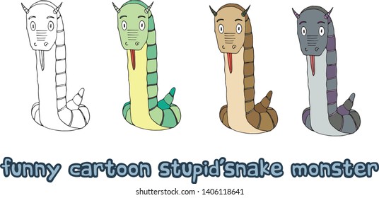 Funny stupid snake cartoon doodle