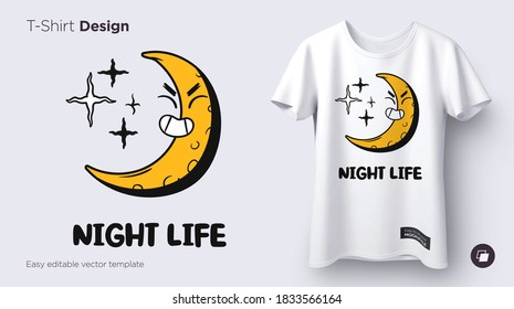 Funny stylish print for T-shirts, sweatshirts, cases for mobile phones, souvenirs. Isolated vector illustration on white background.