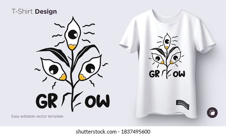 Funny stylish print for T-shirts, sweatshirts, cases for mobile phones, souvenirs. Isolated vector illustration on white background.