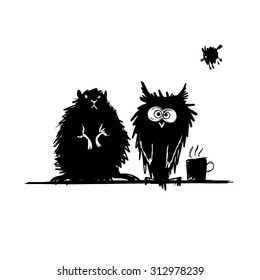 Funny stylized animals. Sketch for your design. Vector illustration