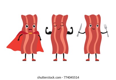 Funny stylized bacon. Vector illustration.