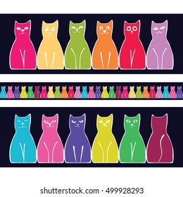 funny stylized cats with different emotions