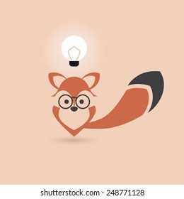 funny stylized vector fox has an idea