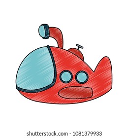 Funny submarine cartoon scribble