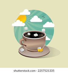 Funny sugar cubes in the coffee cup