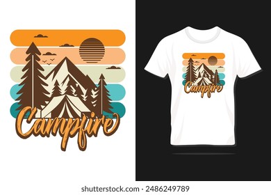 Funny Summer Campfire Typography T Shirt Design.